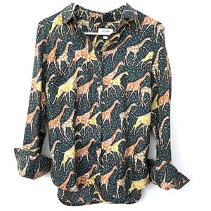J. Crew Collection Giraffe Silk Twill Button Up Shirt Blouse Rare Patterned 4